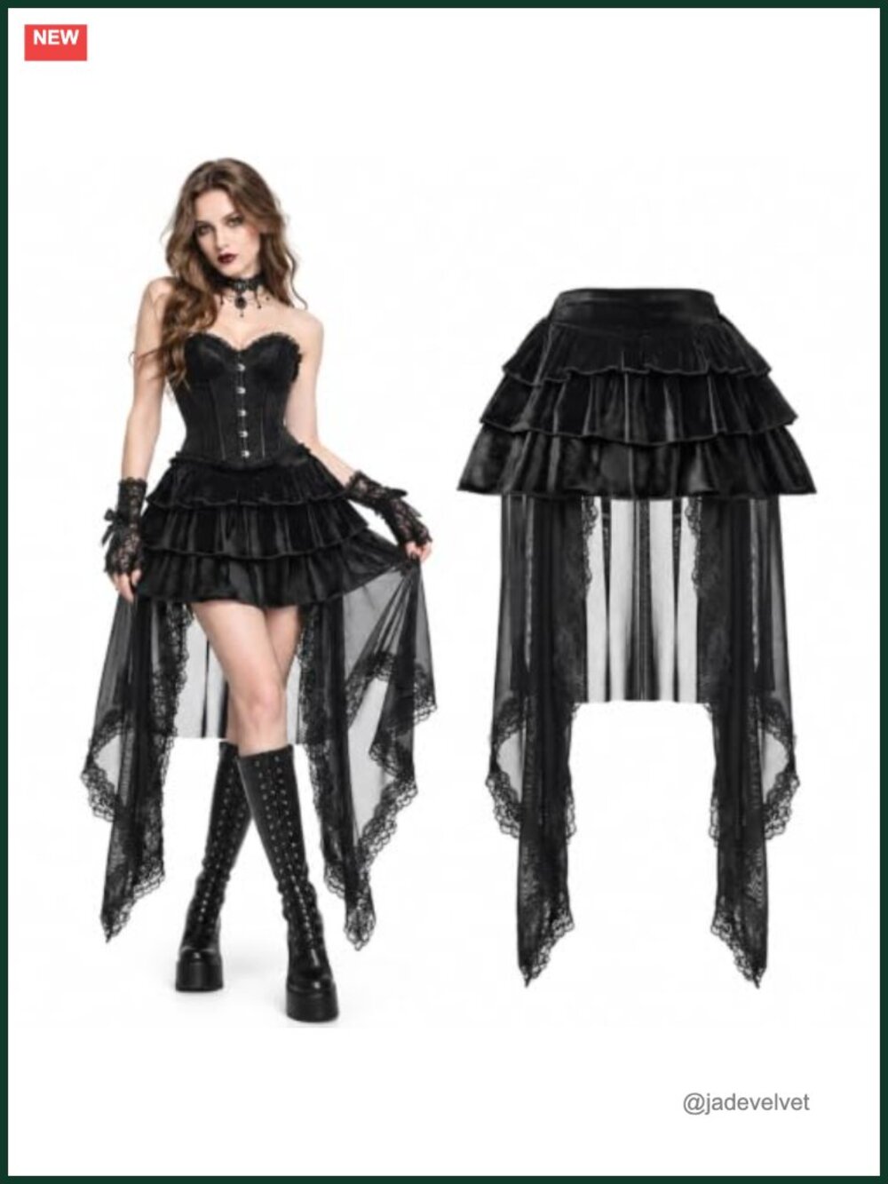 Victorian Gothic Lace High-Low Skirt Lolita Steampunk Cosplay